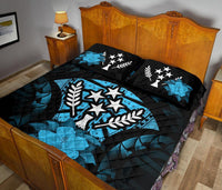Kosrae Polynesian Quilt Bed Set Hibiscus Blue - Polynesian Pride