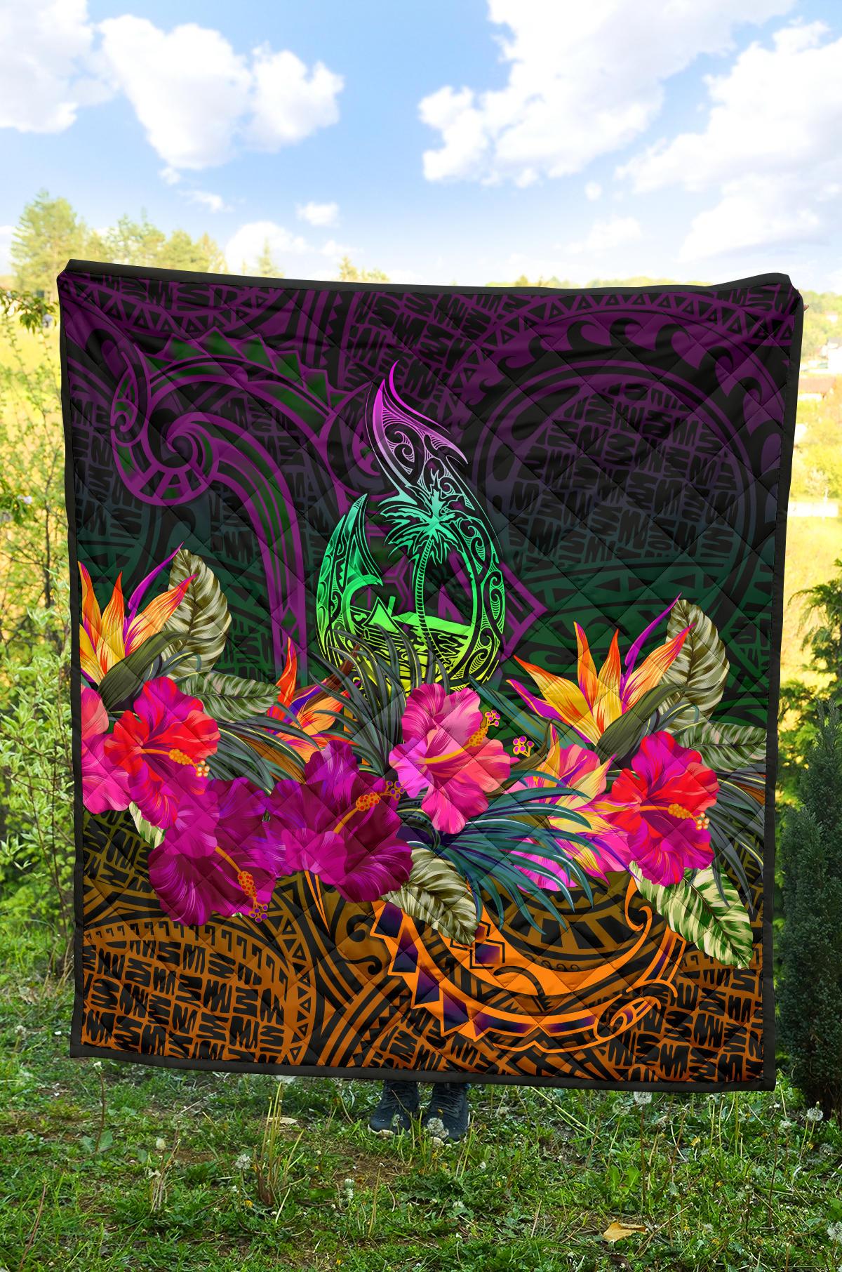 Guam Polynesian Premium Quilt - Summer Hibiscus - Polynesian Pride