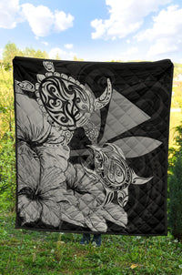 Hawaii Turtle Premium Quilt Polynesian Hibiscus Art Ver 2.0 Gray AH - Polynesian Pride