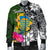 Tuvalu Men Bomber Jacket - Turtle Plumeria Banana Leaf - Polynesian Pride