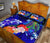 Cook Islands Custom Personalised Quilt Bed Set - Humpback Whale with Tropical Flowers (Blue) - Polynesian Pride