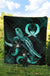 Pohnpei Polynesian Premium Quilt - Turtle With Blooming Hibiscus Turquoise - Polynesian Pride