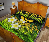 Kanaka Maoli (Hawaiian) Quilt Bed Set, Polynesian Plumeria Banana Leaves Yellow - Polynesian Pride