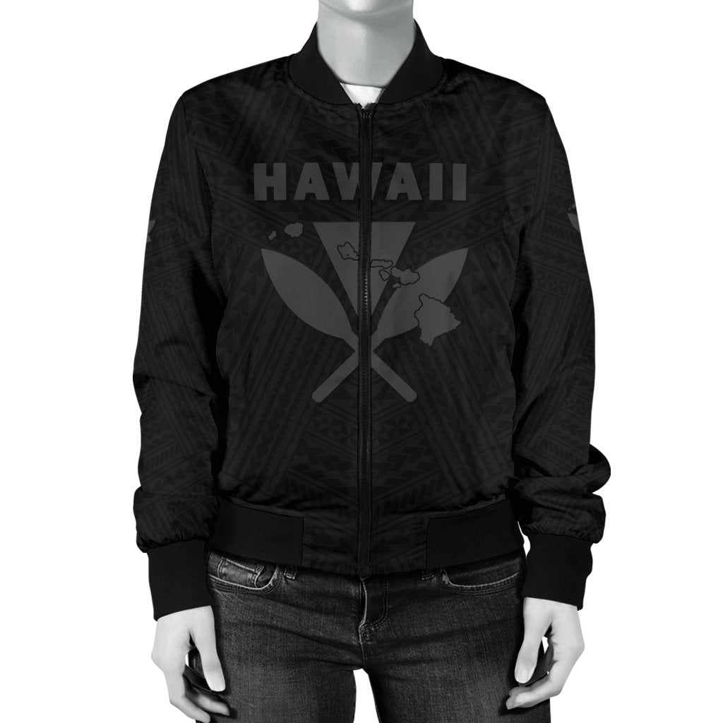 Hawaii Kanaka Polynesian Women's Bomber Jacket Grey - Polynesian Pride