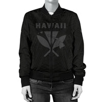 Hawaii Kanaka Polynesian Women's Bomber Jacket Grey - Polynesian Pride