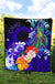 CNMI Premium Quilt - Humpback Whale with Tropical Flowers (Blue) - Polynesian Pride