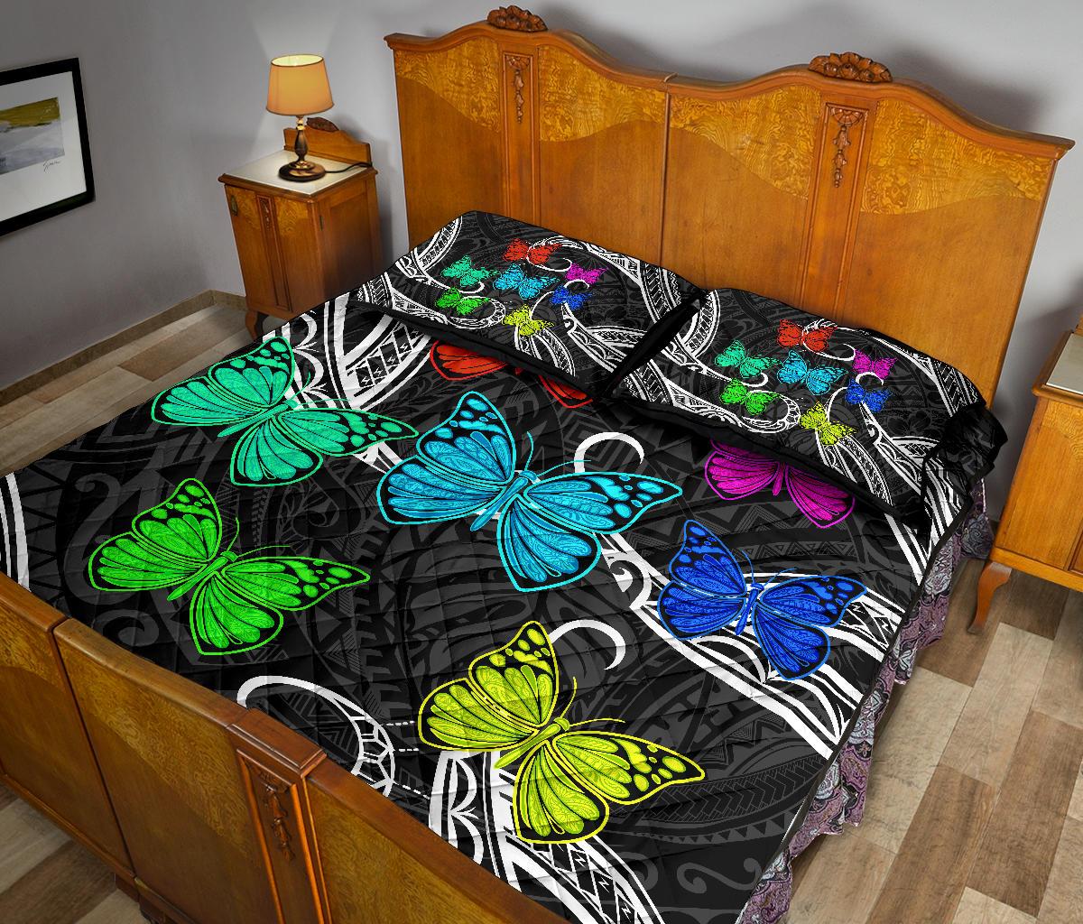 Hawaii Polynesian Butterflies Quilt Bed Set - Polynesian Pride