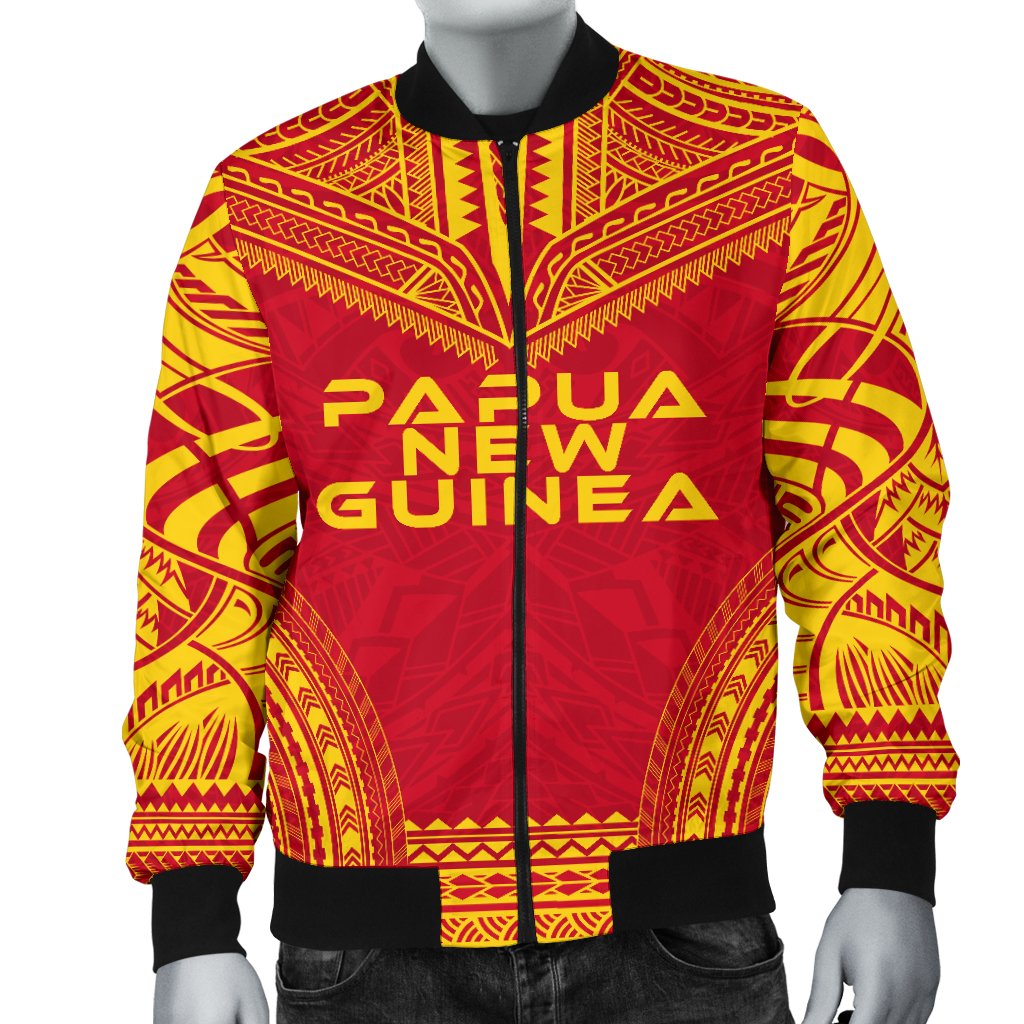 Papua New Guinea Flag Polynesian Chief Men's Bomber Jacket - Polynesian Pride