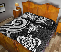 Cook Islands Quilt Bed Set - White Tentacle Turtle - Polynesian Pride