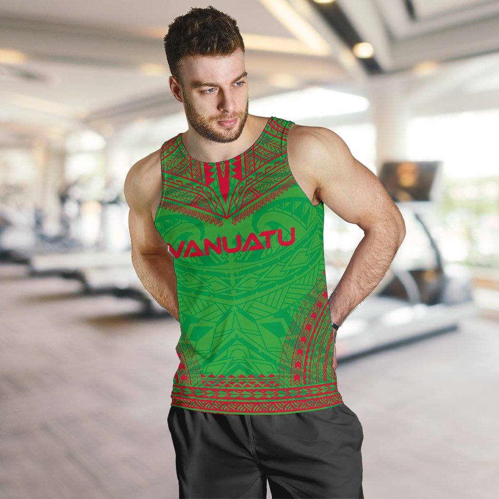 Vanuatu Men's Tank Top - Polynesian Chief Flag Version - Polynesian Pride