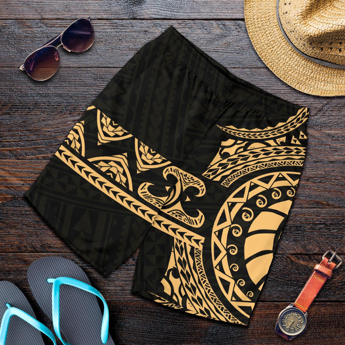 Polynesian All Over Print Men's Short - Gold Version - Polynesian Pride