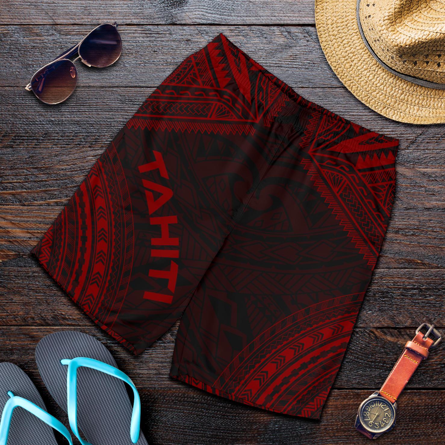 Tahiti Men's Shorts - Polynesian Chief Red Version Red - Polynesian Pride