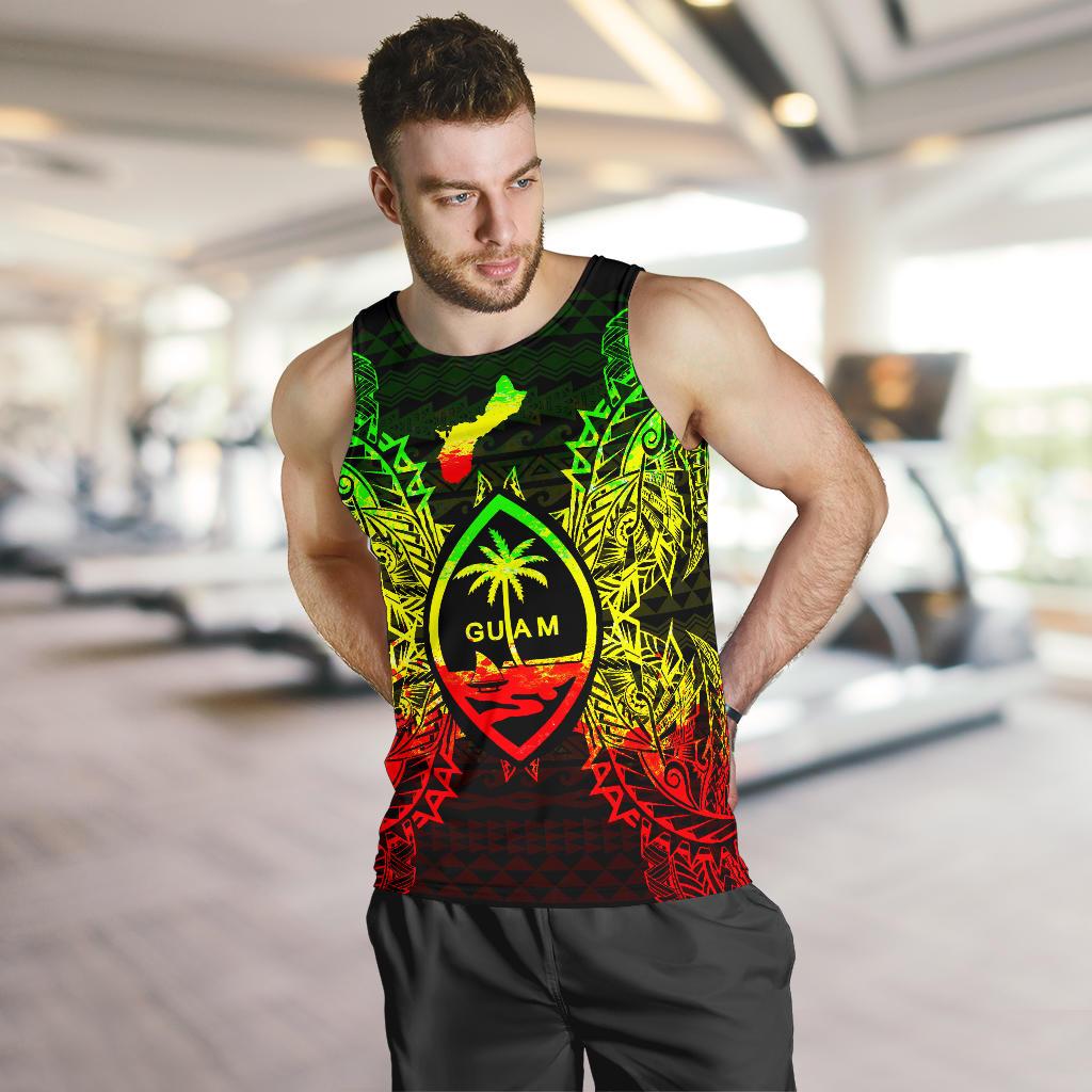 Guam Polynesian Men Tank Top Map Reggae - Polynesian Pride