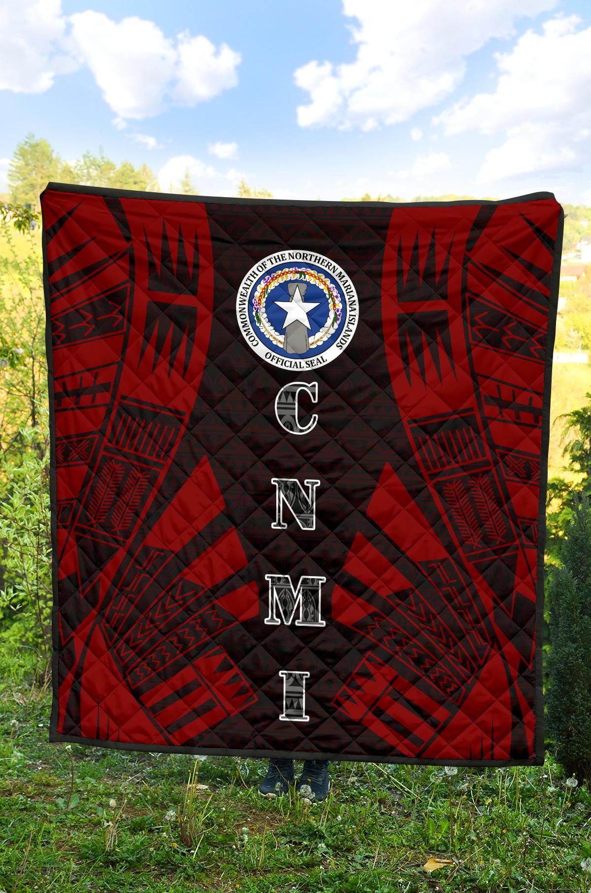 Northern Mariana Islands Premium Quilt - Northern Mariana Islands Seal Polynesian Red Tattoo - Polynesian Pride