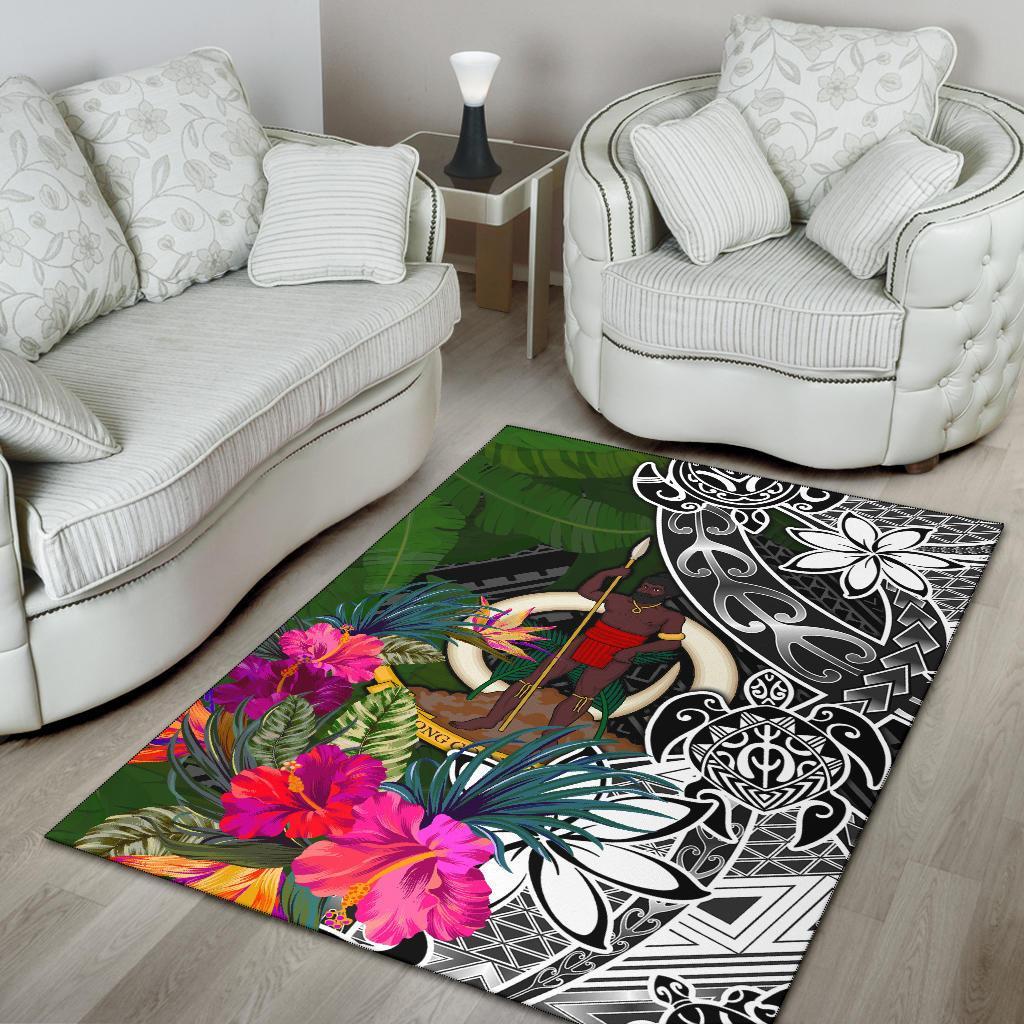 Vanutu Area Rug - Turtle Plumeria Banana Leaf - Polynesian Pride