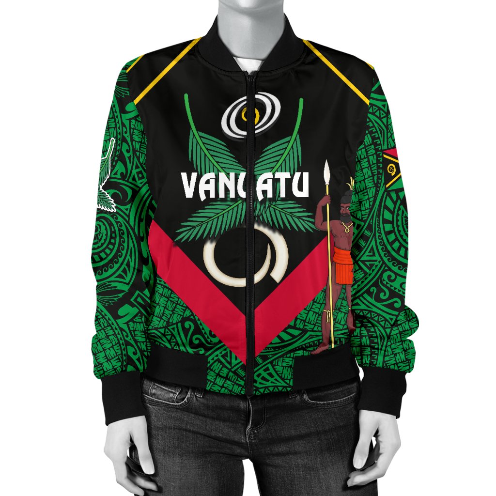 Vanuatu Rugby Women Bomber Jacket Flag Style - Polynesian Pride