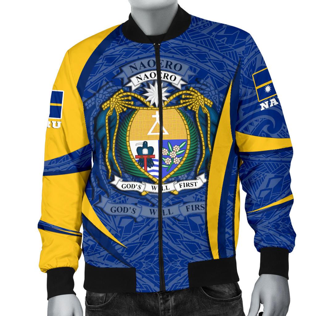 Nauru Polynesian Bomber Jacket (Men) - Nauru Spirit (Blue) - Polynesian Pride