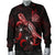 New Caledonia Polynesian Men's Bomber Jacket - Turtle With Blooming Hibiscus Red - Polynesian Pride