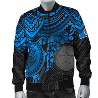 Northern Mariana Islands Polynesian Bomber Jacket (Men) - Blue Turtle - Polynesian Pride