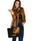 Sun In Leo Zodiac Small Leather Tote Polynesian Tattoo Simple - Orange Black - Polynesian Pride