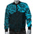 New Zealand Men's Bomber Jacket, Maori Polynesian Tattoo Blue - Polynesian Pride