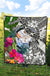 Marshall Islands Premium Quilt White - Turtle Plumeria Banana Leaf Crest - Polynesian Pride