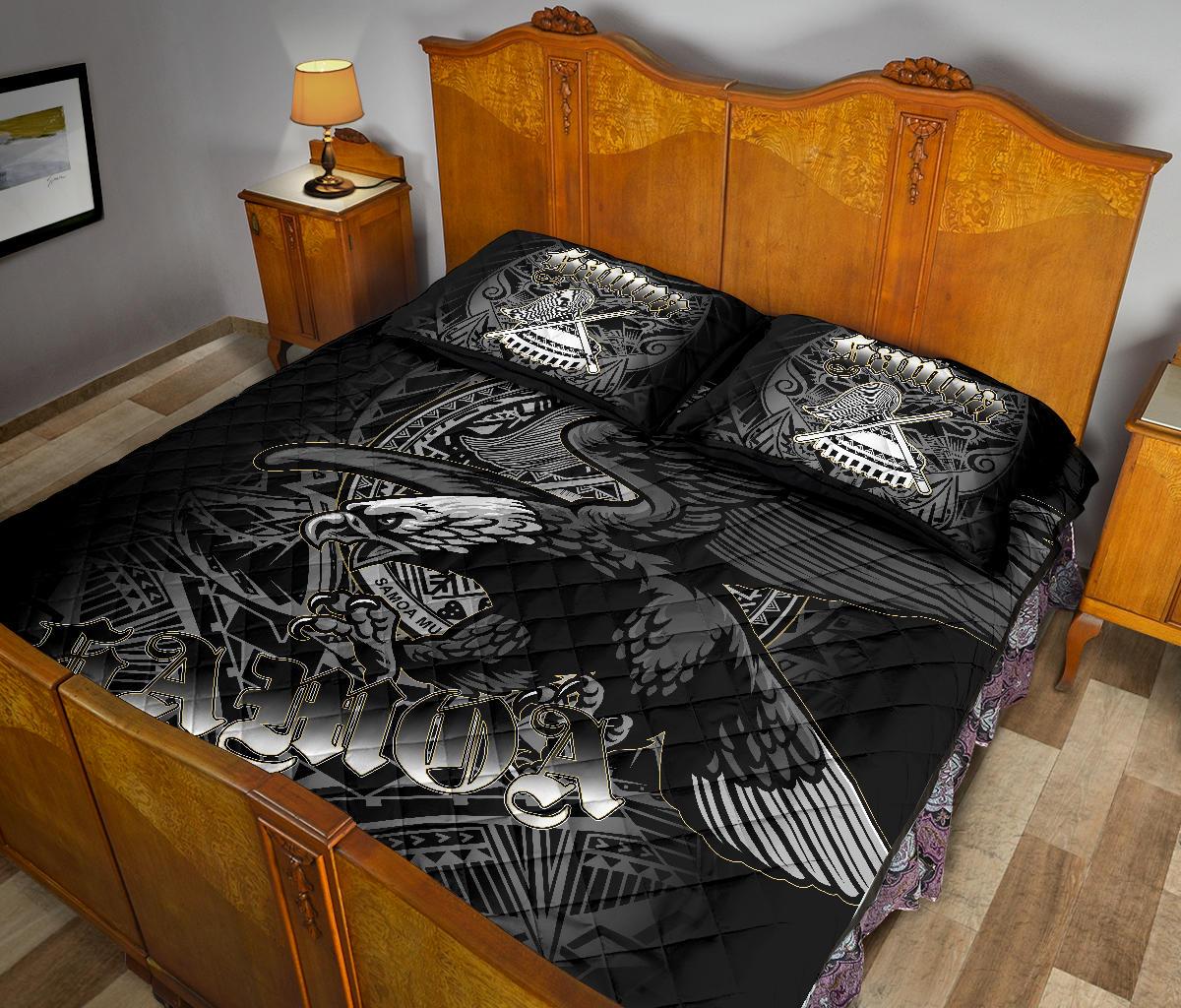 American Samoa Polynesian Eagle Quilt Bed Set - American Samoa Eagle Seal - Polynesian Pride