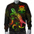 Tuvalu Polynesian Men's Bomber Jacket - Turtle With Blooming Hibiscus Reggae - Polynesian Pride