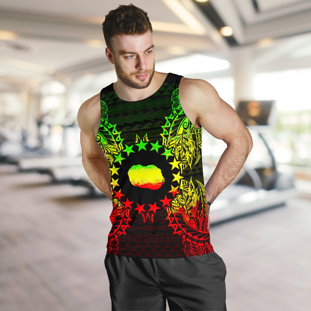 Cook Islands Polynesian Men Tank Top Map Reggae - Polynesian Pride