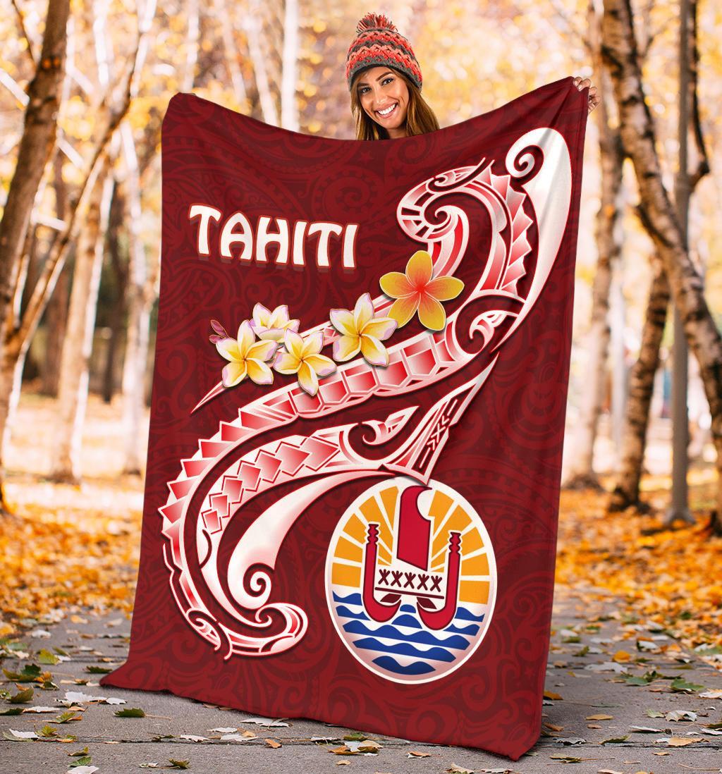 Tahiti Premium Blanket - Tahiti Seal Polynesian Patterns Plumeria - Polynesian Pride