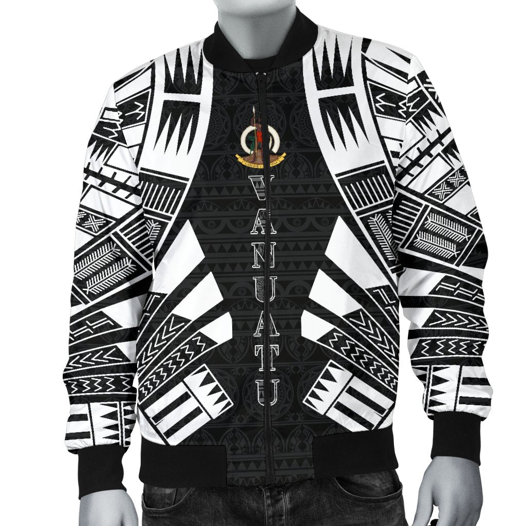 Vanuatu Men Bomber Jackets - Polynesian Tattoo Black - Polynesian Pride