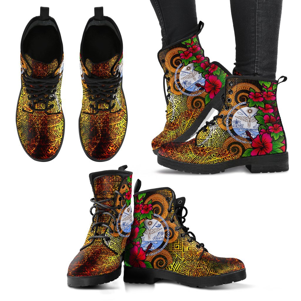 Marshall Islands Polynesian Leather Boots - Hibiscus Vintage - Polynesian Pride