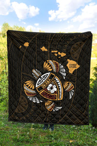 Hawaii Kakau Polynesian Turtle Map Premium Quilt - Polynesian Pride