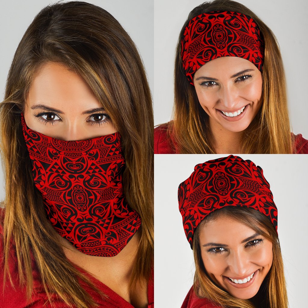 Polynesian Kakau Turtle Red Bandana 3 - Pack Red One Size - Polynesian Pride