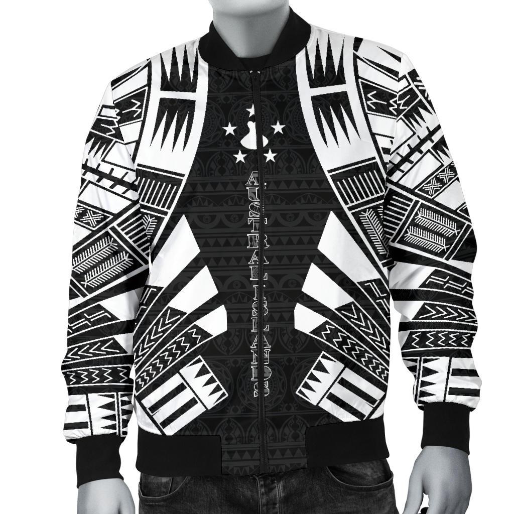 Austral Islands Men Bomber Jackets - Polynesian Tattoo Black - Polynesian Pride