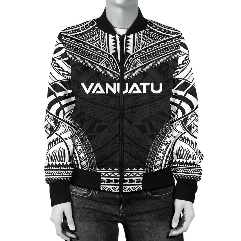 Vanuatu Polynesian Chief Women'S Bomber Jacket - Black Version - Polynesian Pride