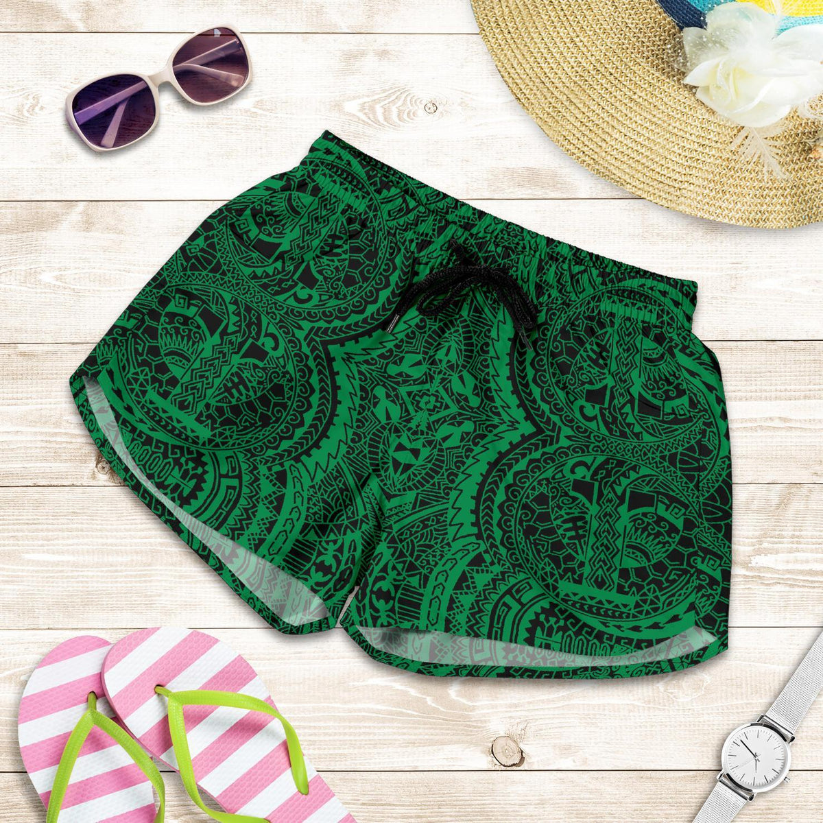 Polynesian Symmetry Green Women's Short - Polynesian Pride