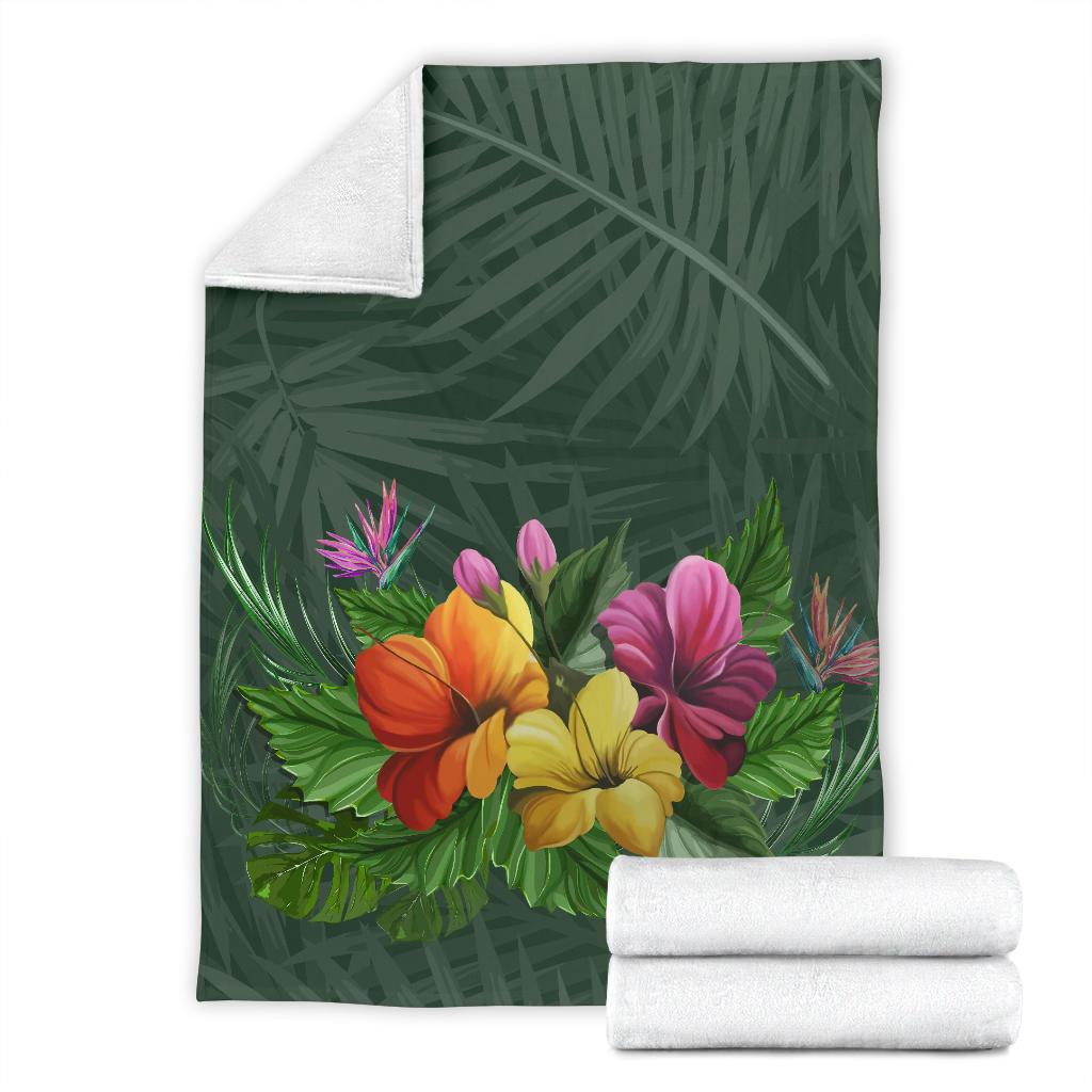 Colorful Hibiscus Premium Blanket - Polynesian Pride
