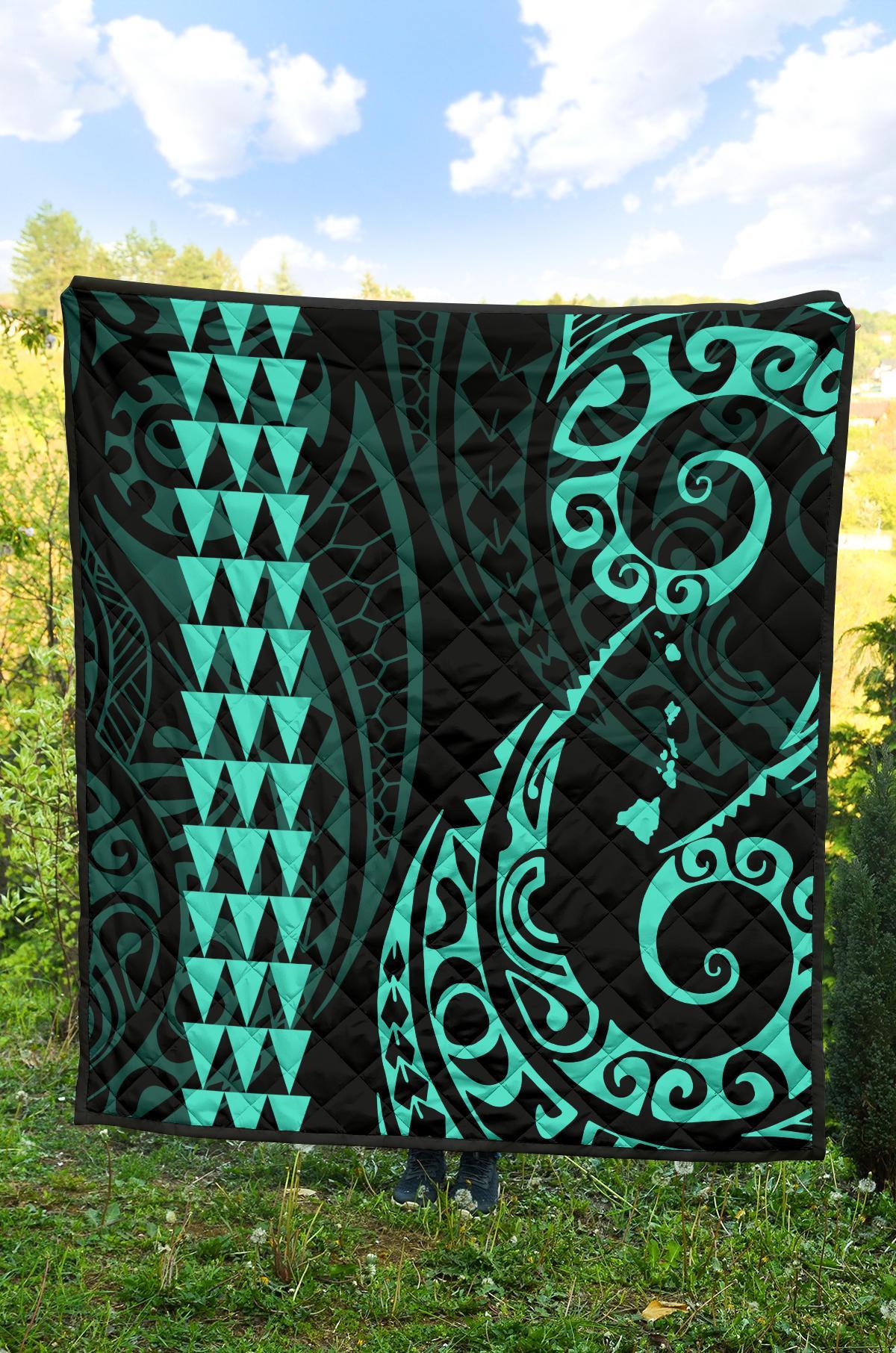 Hawaii Kakau Green Polynesian Premium Quilt - Polynesian Pride