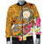 Hawaii Polynesian Men's Bomber Jacket - Hawaii Seal With Turtle Plumeria (Gold) - Polynesian Pride