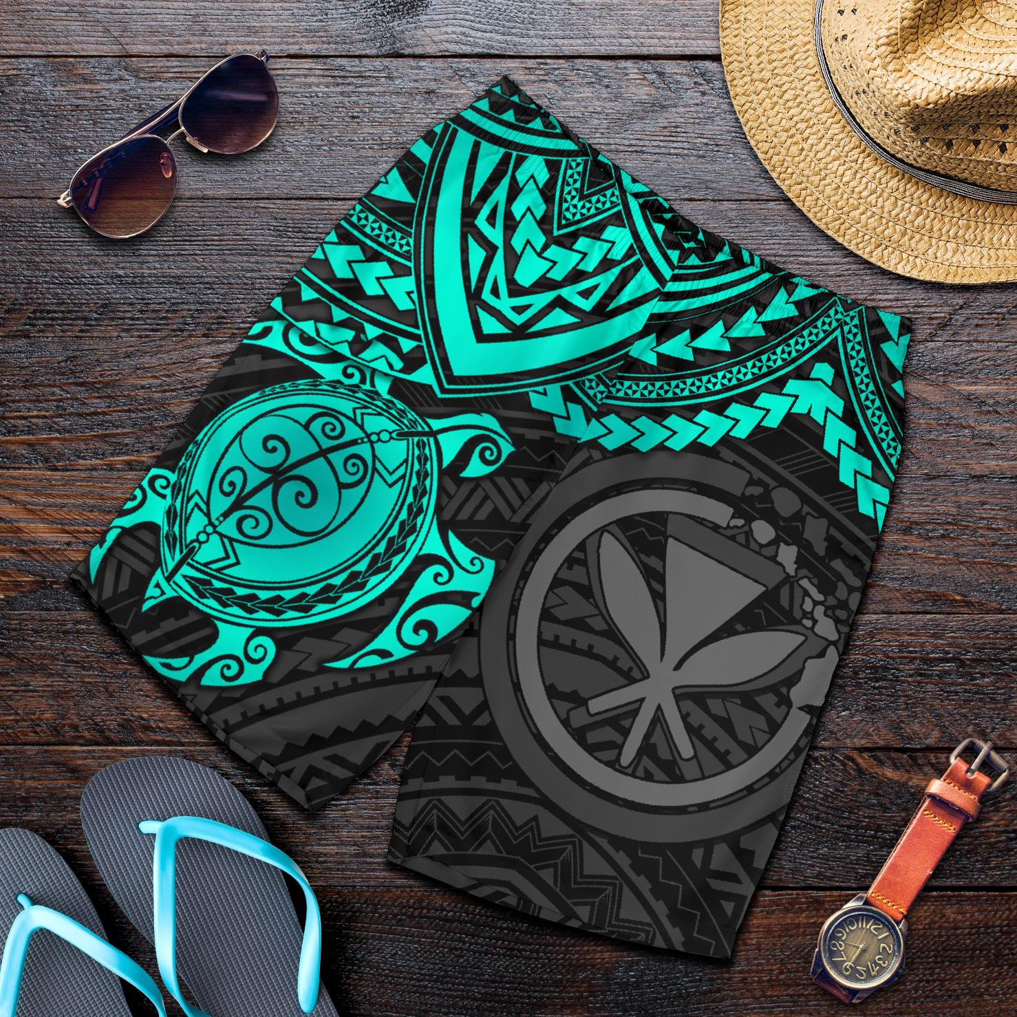 Polynesian Hawaii Polynesian Men's Shorts - Turquoise Turtle BLUE - Polynesian Pride