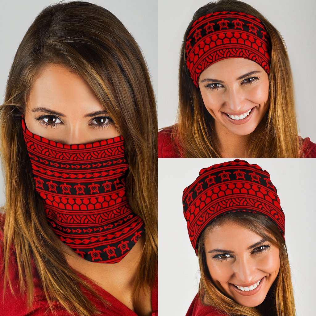 Polynesian Tattoo Tribal Red Bandana 3 - Pack Red One Size - Polynesian Pride