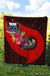 Samoa Premium Quilt - Polynesian Hook And Hibiscus (Red) - Polynesian Pride