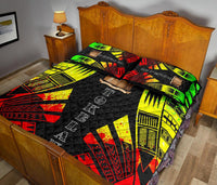 Tokelau Quilt Bed Set - Tokelau Coat Of Arms Reggae Tattoo Style - Polynesian Pride