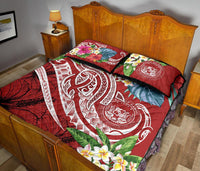 Polynesian Hawaii Quilt Bed Set - Summer Plumeria (Red) - Polynesian Pride