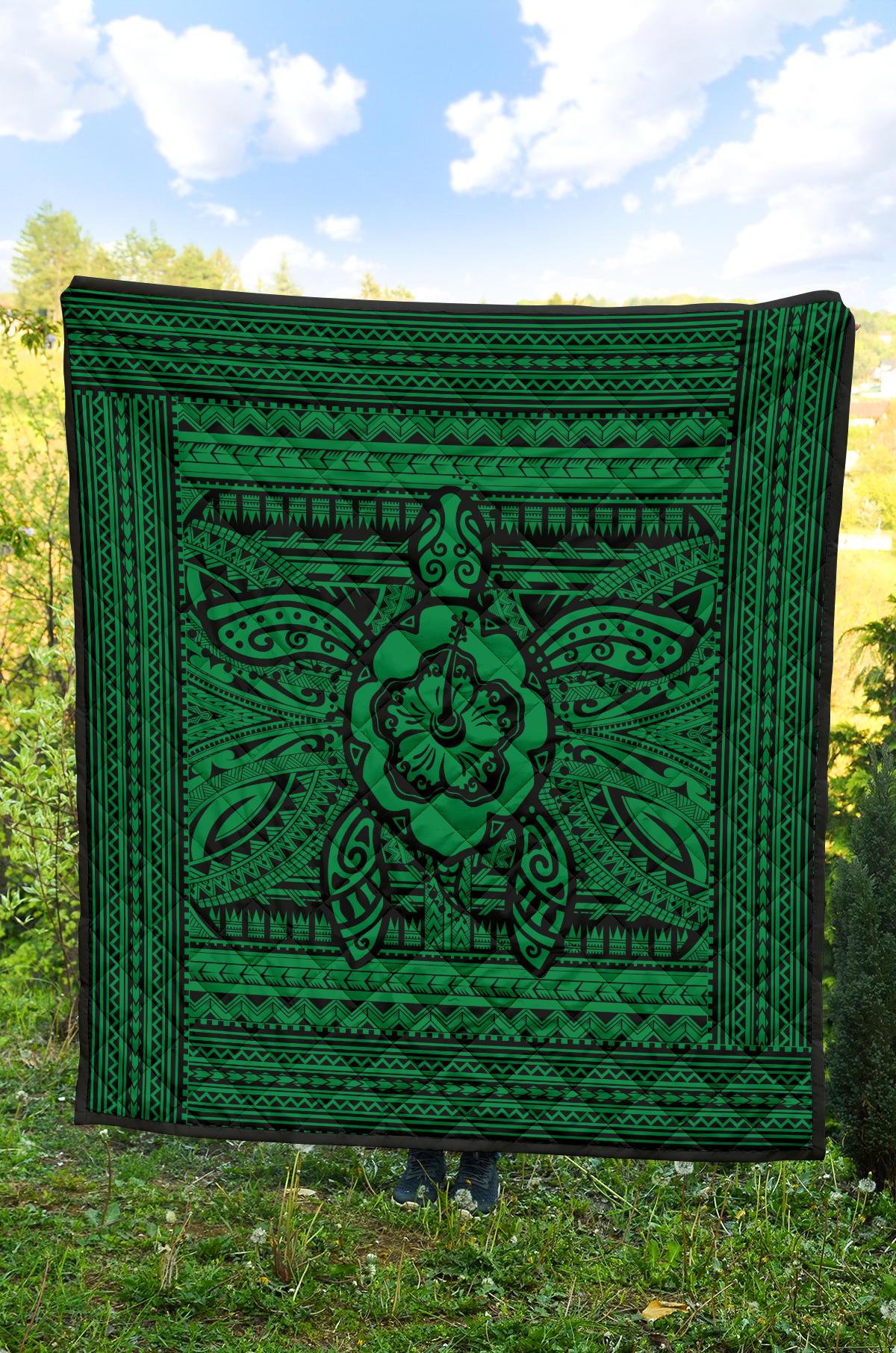 Hawaii Polyensian Turtle Premium Quilt Green - Polynesian Pride