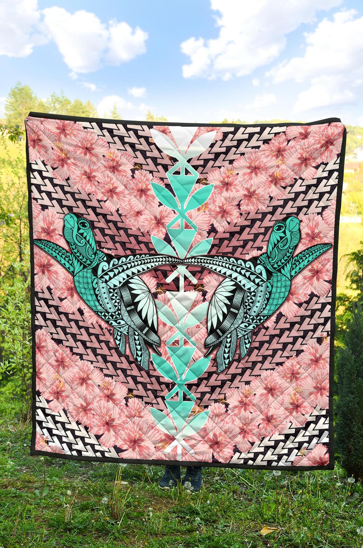 Hawaii Turtle Kanaka Hibiscus Tropical Polynesian Premium Quilt - Sweet Style - AH - Polynesian Pride