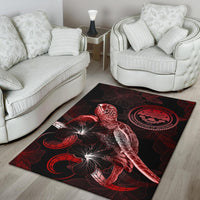 Federated States of Micronesia Polynesian Area Rugs - Turtle With Blooming Hibiscus Red - Polynesian Pride