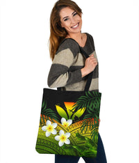 Kanaka Maoli (Hawaiian) Tote Bag, Polynesian Plumeria Banana Leaves Reggae - Polynesian Pride