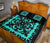 Hawaii Quilt Bed Set Royal - Black And Turquoise - Polynesian Pride